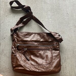 Bueno Multi Zipper Brown Handbag Purse